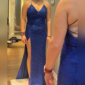 Royal blue sequin prom dress